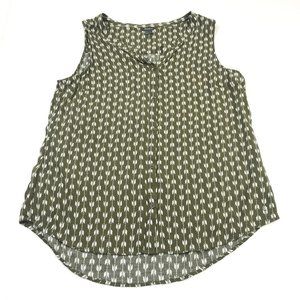 Eddie Bauer Womens Button Down Tank Top Green Lightweight Sleeveless Shirt Large